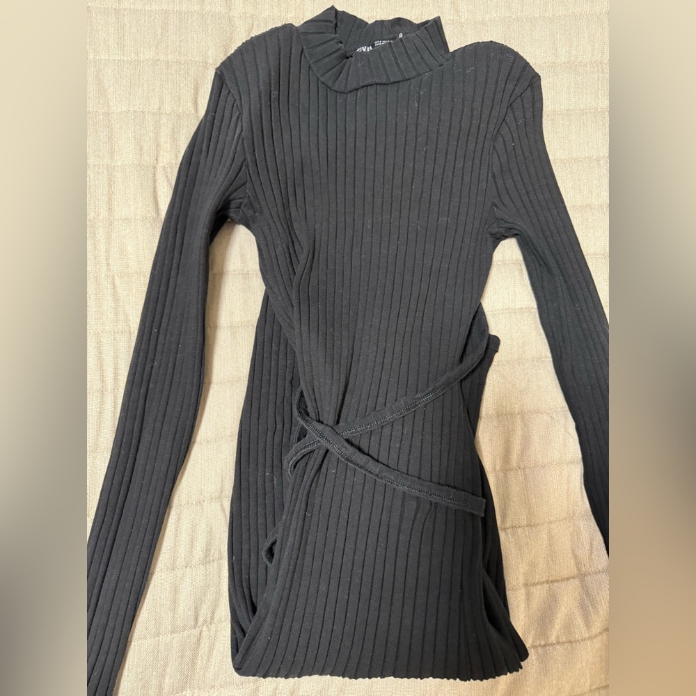 Zara black knit midi dress